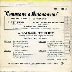 [Pochette de Chansons d’aujourd’hui (Charles TRENET) - verso]