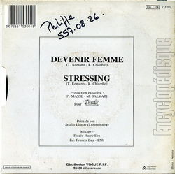 [Pochette de Devenir femme (Tony ROMANO) - verso]