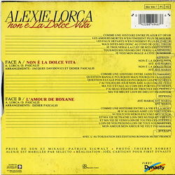 [Pochette de Non  la dolce vita (Alexie LORCA) - verso]