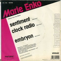 [Pochette de Sentiment (Marie ENKO) - verso]