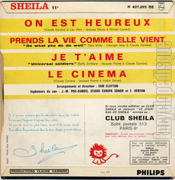 [Pochette de Le cinma (SHEILA) - verso]