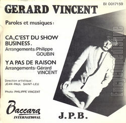 [Pochette de a, c’est du show business (Grard VINCENT) - verso]