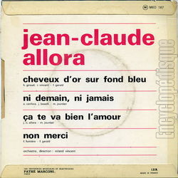 [Pochette de Cheveux d’or sur fond bleu (Jean-Claude ALLORA) - verso]