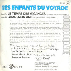 [Pochette de Le temps des vacances (Les ENFANTS DU VOYAGE) - verso]