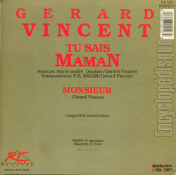 [Pochette de Tu sais maman (Grard VINCENT) - verso]