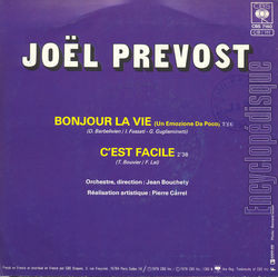 [Pochette de Bonjour la vie (Jol PRVOST) - verso]