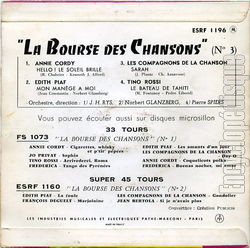 [Pochette de La bourse des chansons N 3  Columbia  (COMPILATION) - verso]