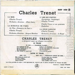 [Pochette de La mer (Charles TRENET) - verso]