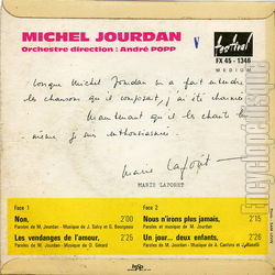 [Pochette de Non (Michel JOURDAN (Auteur-Compositeur)) - verso]