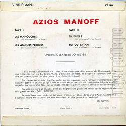 [Pochette de Ensemble (Azios MANOFF) - verso]