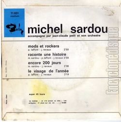 [Pochette de Mods et rockers (Michel SARDOU) - verso]