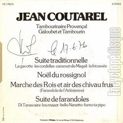 [Pochette de Tambourinare (Jean COUTAREL) - verso]