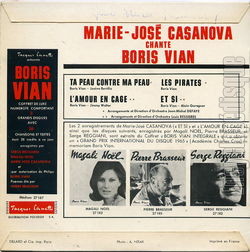 [Pochette de Chante Boris Vian (Marie-Jos CASANOVA) - verso]