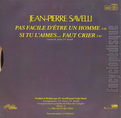 [Pochette de Pas facile d’tre un homme (Jean-Pierre SAVELLI) - verso]