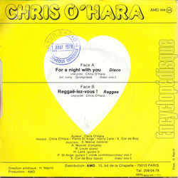 [Pochette de For a night with you (Chris O’HARA) - verso]