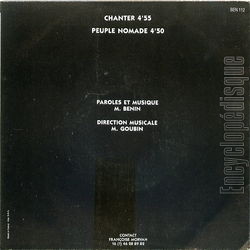 [Pochette de Chanter (Morice BNIN) - verso]