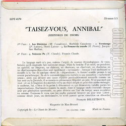 [Pochette de Taisez-vous, Annibal ! (Histoires de Snobs) (DICTION) - verso]