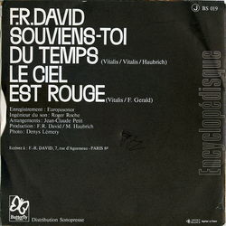 [Pochette de Souviens-toi du temps (F.R. DAVID) - verso]