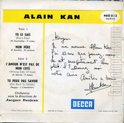 [Pochette de Tu peux pas savoir (Alain KAN) - verso]