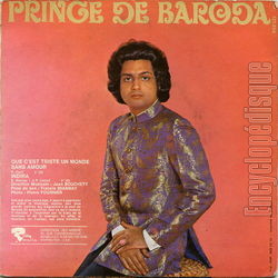 [Pochette de Que c’est triste un monde sans amour (PRINCE DE BARODA) - verso]