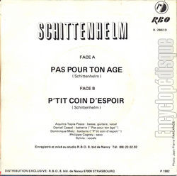 [Pochette de Pas pour ton ge (SCHITTENHELM) - verso]