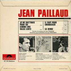 [Pochette de Je me battrais pour toi (Jean PAILLAUD) - verso]