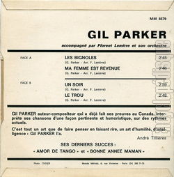 [Pochette de Les bignoles (Gil PARKER) - verso]