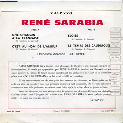 [Pochette de Une chanson  la franaise (Ren SARABIA) - verso]