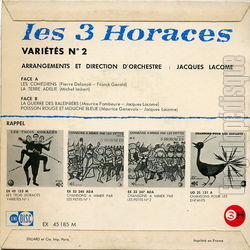 [Pochette de Les comdiens (Les 3 HORACES) - verso]