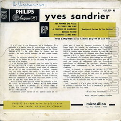 [Pochette de Les hommes des villes (Yves SANDRIER) - verso]