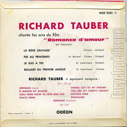 [Pochette de Airs du film "Romance d’amour" (Richard TAUBER) - verso]