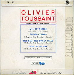 [Pochette de M. et Mme Rossini (Olivier TOUSSAINT) - verso]