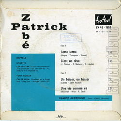 [Pochette de Cette lettre (Patrick ZAB) - verso]