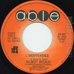 [Pochette de L’indiffrence (Gilbert BCAUD)]