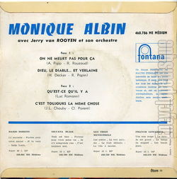 [Pochette de On ne meurt pas pour a (Monique ALBIN) - verso]