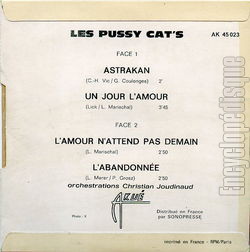 [Pochette de Astrakan (Les PUSSY CAT’S) - verso]