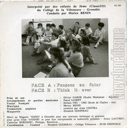 [Pochette de Pensons au futur (ENFANTS DU COLLGE VILLENEUVE DE GRENOBLE) - verso]