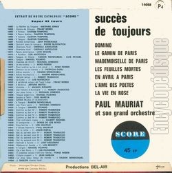 [Pochette de Succs de toujours (Paul MAURIAT) - verso]