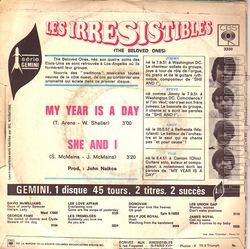 [Pochette de My year is day (Les IRRESISTIBLES) - verso]