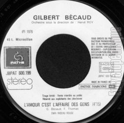 [Pochette de L’amour c’est l’affaire des gens (Gilbert BCAUD)]