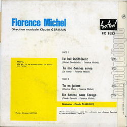 [Pochette de Le bel indiffrent (Florence MICHEL) - verso]