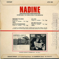 [Pochette de Printemps finlandais (NADINE) - verso]