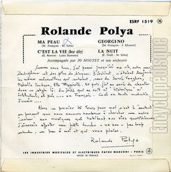 [Pochette de Ma peau (Rolande POLYA) - verso]