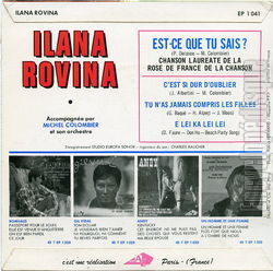 [Pochette de Est-ce que tu sais ? (Ilana ROVINA) - verso]