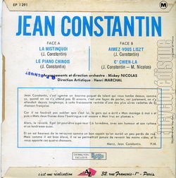 [Pochette de La Mistinquoi (Jean CONSTANTIN) - verso]