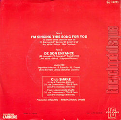 [Pochette de I’m singing this song for you (SHAKE) - verso]