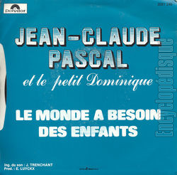 [Pochette de Le monde a besoin des enfants (Jean-Claude PASCAL et le petit DOMINIQUE) - verso]