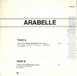 [Pochette de Un p’tit brin d’musette (ARABELLE (2)) - verso]