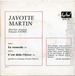 [Pochette de La renarde (Javotte MARTIN) - verso]