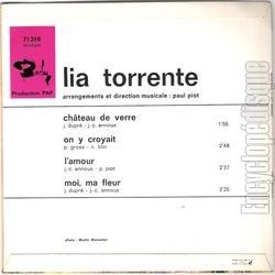 [Pochette de Chteau de verre (Lia TORRENTE) - verso]